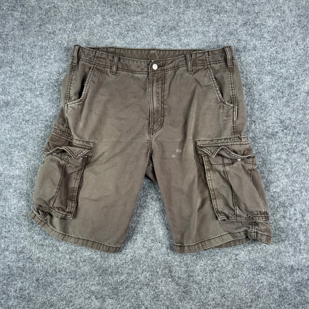 Levi's Cargo Shorts Mens Size 36 Brown Cotton Multi Pocket Casual Utility Flaw